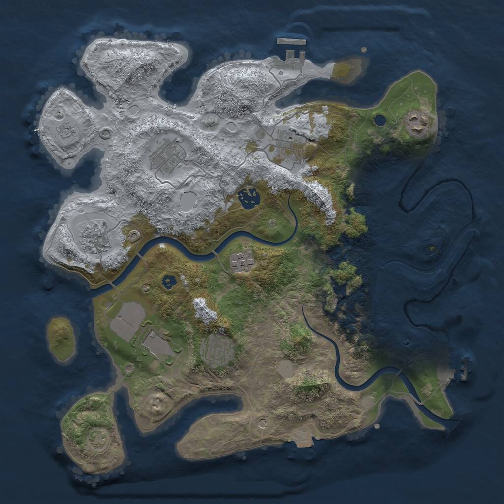 Rust Map: Procedural Map, Size: 3500, Seed: 1374554372, 14 Monuments