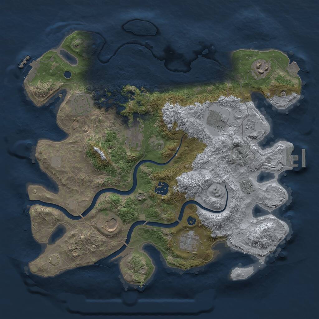Rust Map: Procedural Map, Size: 3500, Seed: 12431244, 14 Monuments