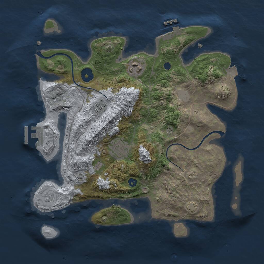Rust Map: Procedural Map, Size: 3000, Seed: 176322895, 9 Monuments