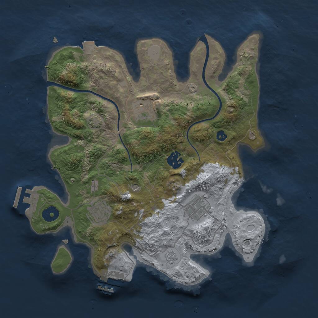 Rust Map: Procedural Map, Size: 3000, Seed: 18561, 10 Monuments