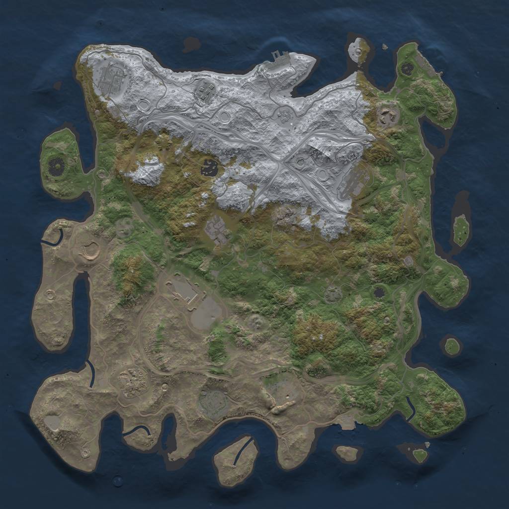 Rust Map: Procedural Map, Size: 4250, Seed: 643895043, 19 Monuments