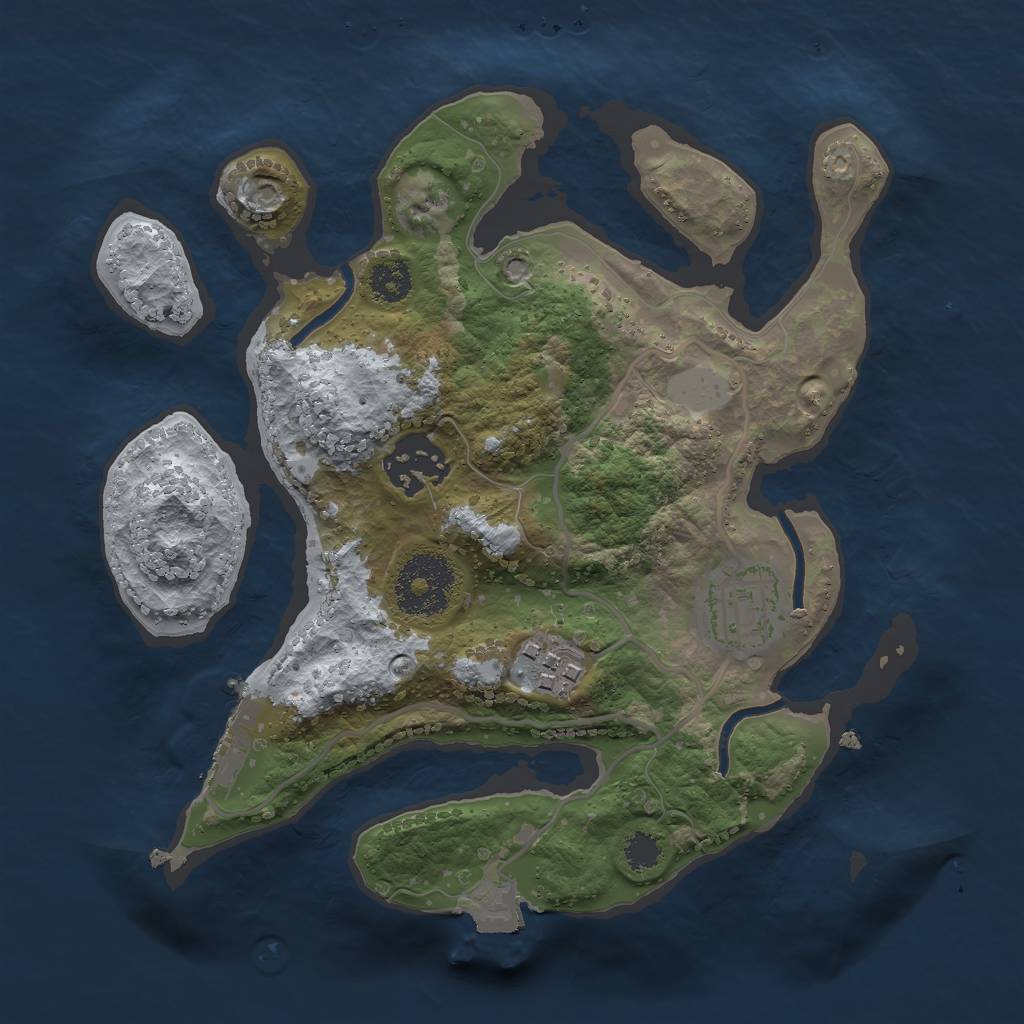 Rust Map: Procedural Map, Size: 2500, Seed: 144771711, 7 Monuments