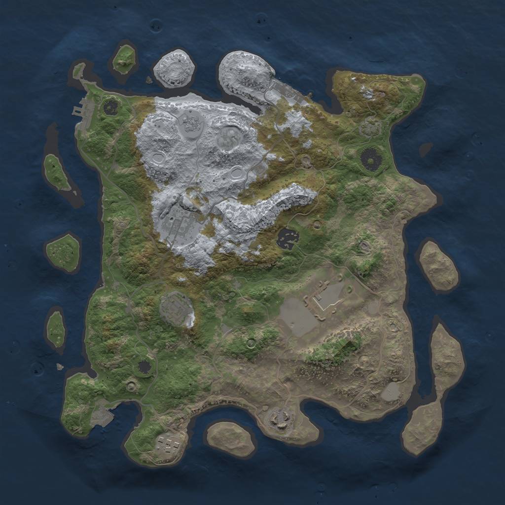 Rust Map: Procedural Map, Size: 3500, Seed: 334809332, 13 Monuments