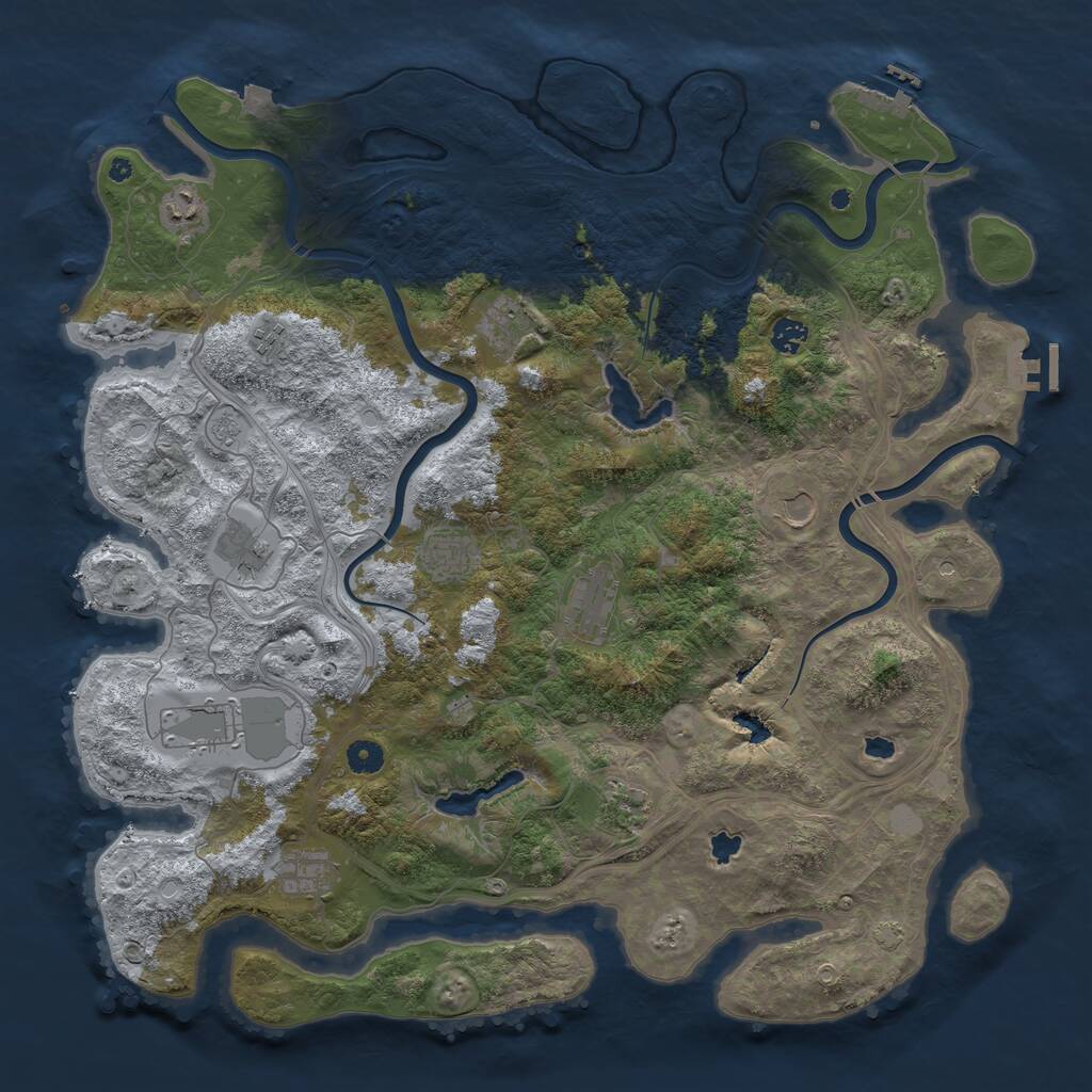 Rust Map: Procedural Map, Size: 4600, Seed: 444517848, 17 Monuments