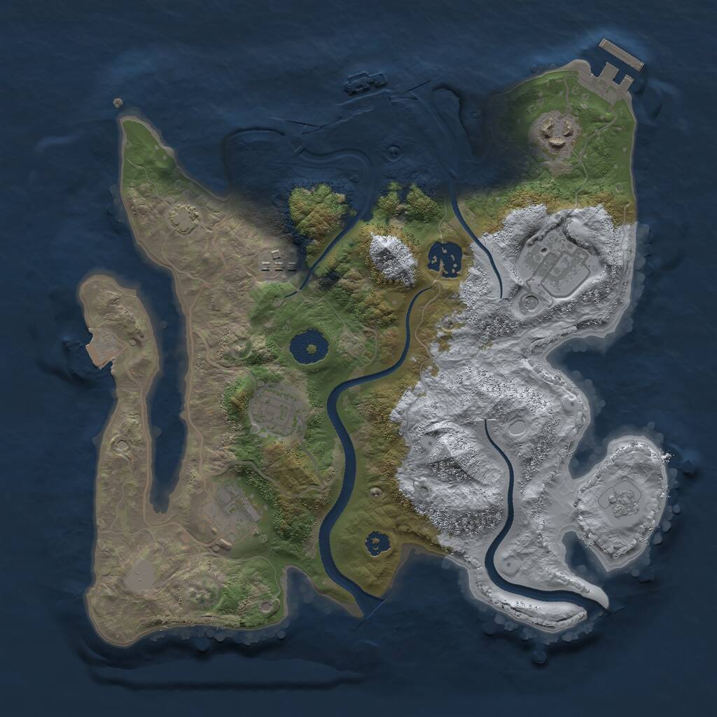 Rust Map: Procedural Map, Size: 3000, Seed: 28524, 12 Monuments