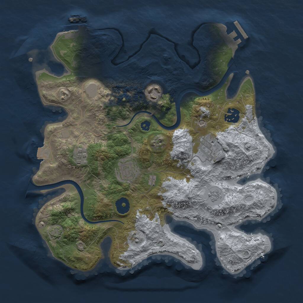 Rust Map: Procedural Map, Size: 3000, Seed: 242206, 11 Monuments