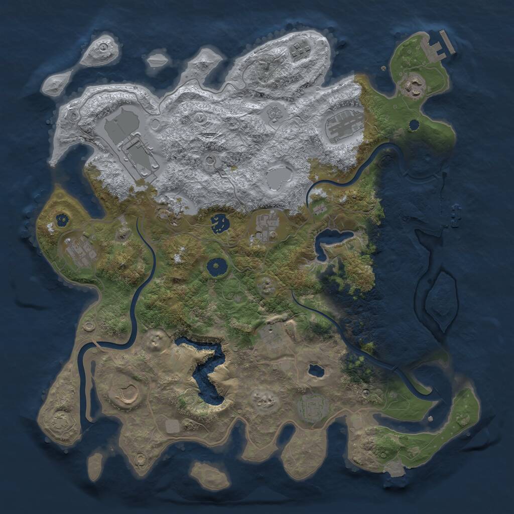 Rust Map: Procedural Map, Size: 4000, Seed: 4009, 17 Monuments