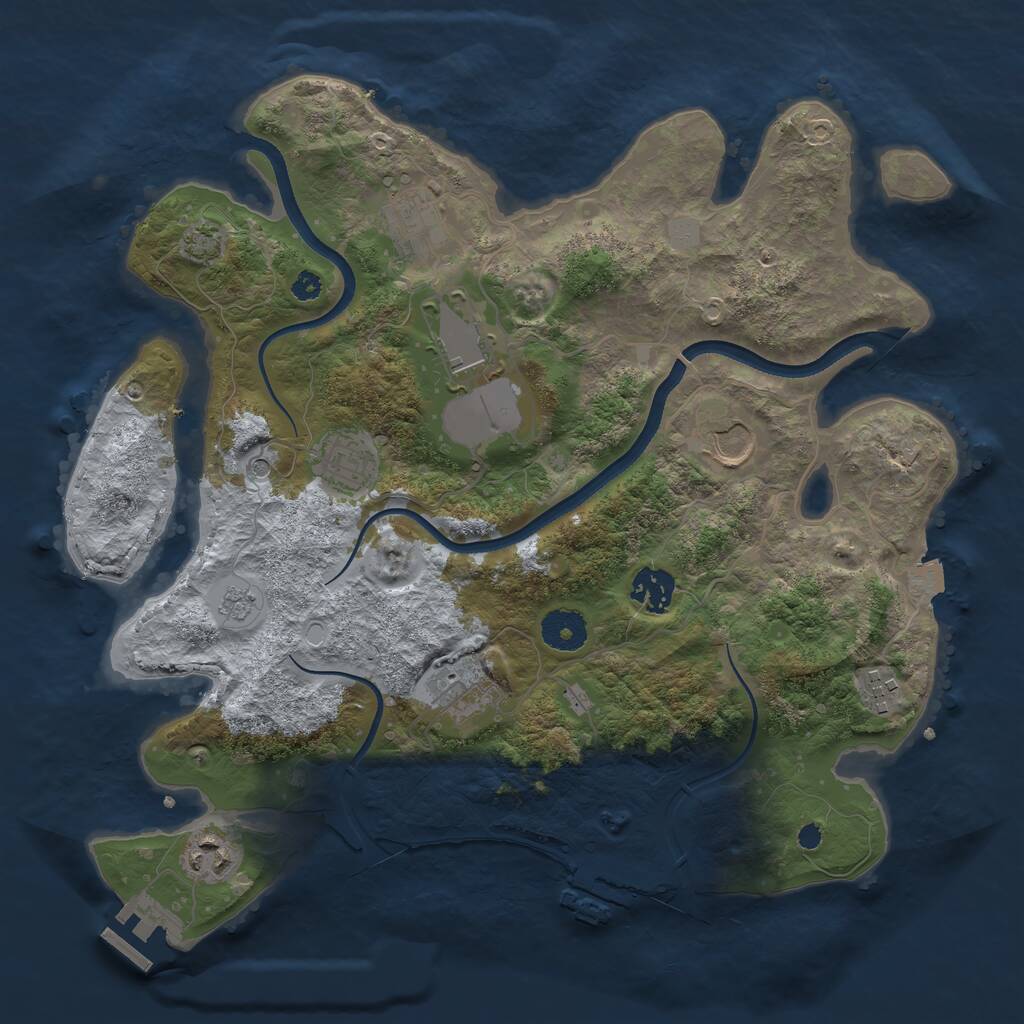 Rust Map: Procedural Map, Size: 3500, Seed: 288808990, 14 Monuments