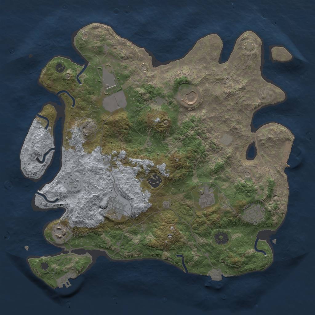 Rust Map: Procedural Map, Size: 3500, Seed: 288808990, 15 Monuments