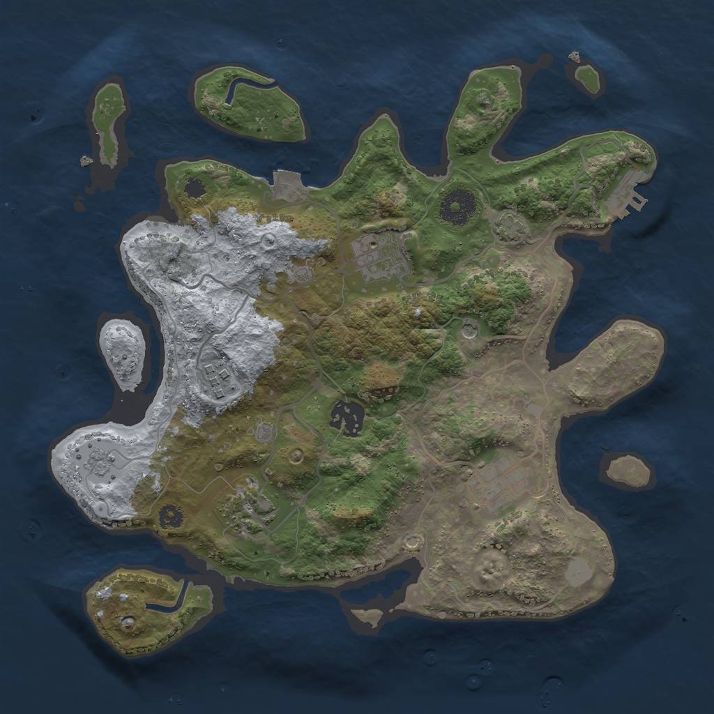 Rust Map: Procedural Map, Size: 3000, Seed: 464045143, 12 Monuments
