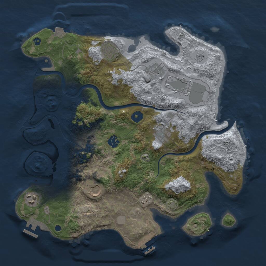 Rust Map: Procedural Map, Size: 3500, Seed: 655343, 14 Monuments