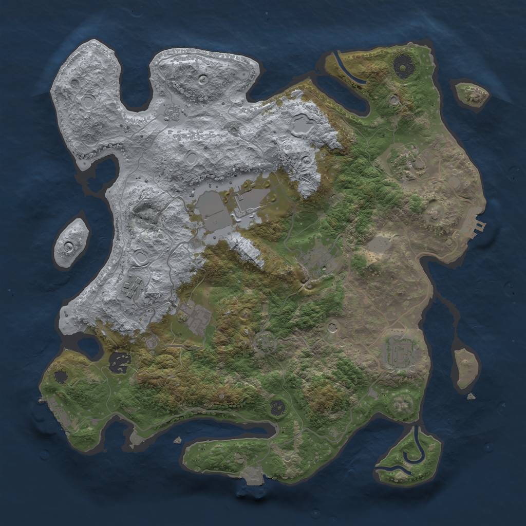 Rust Map: Procedural Map, Size: 3500, Seed: 238962910, 15 Monuments