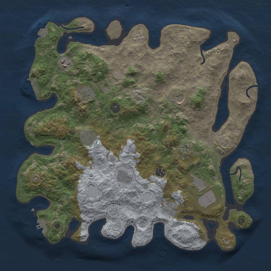 Rust Map: Procedural Map, Size: 4000, Seed: 98979, 18 Monuments