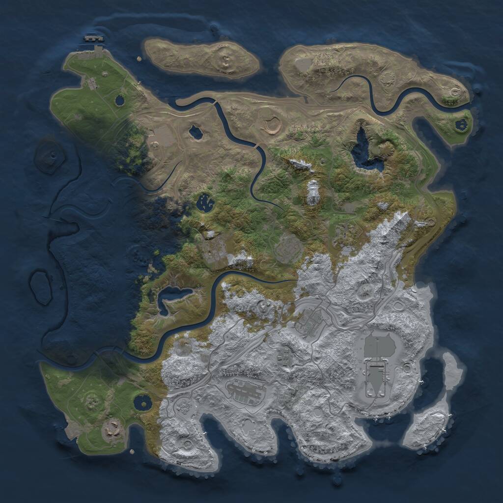 Rust Map: Procedural Map, Size: 4300, Seed: 2032400512, 16 Monuments