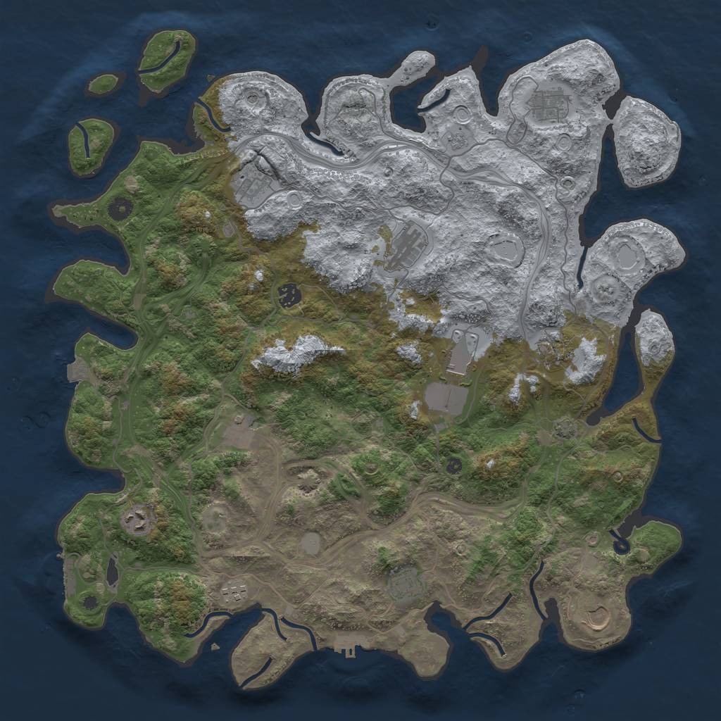 Rust Map: Procedural Map, Size: 4500, Seed: 404331924, 19 Monuments