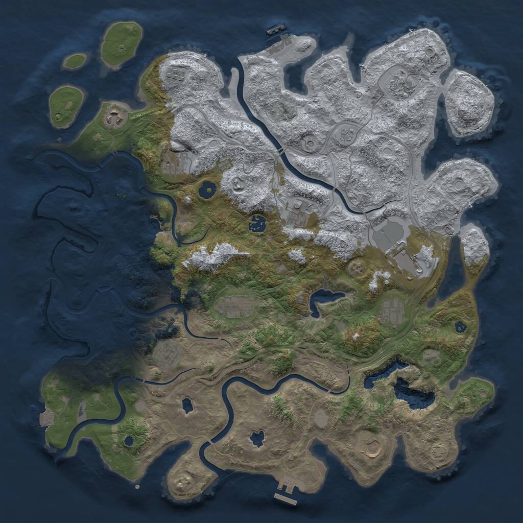 Rust Map: Procedural Map, Size: 4500, Seed: 404331924, 17 Monuments