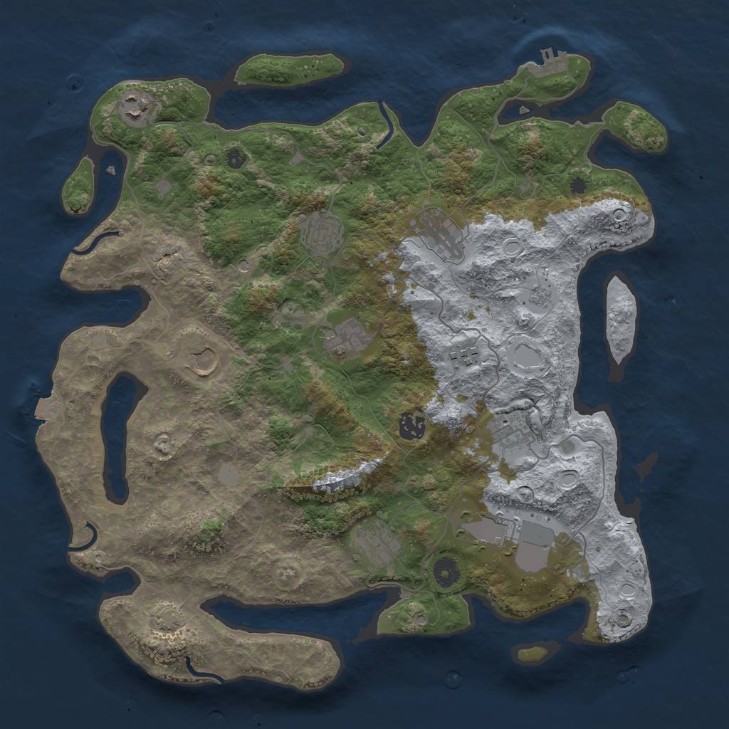 Rust Map: Procedural Map, Size: 3900, Seed: 5655, 17 Monuments