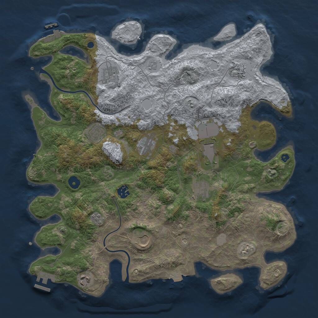 Rust Map: Procedural Map, Size: 3950, Seed: 54642166, 16 Monuments