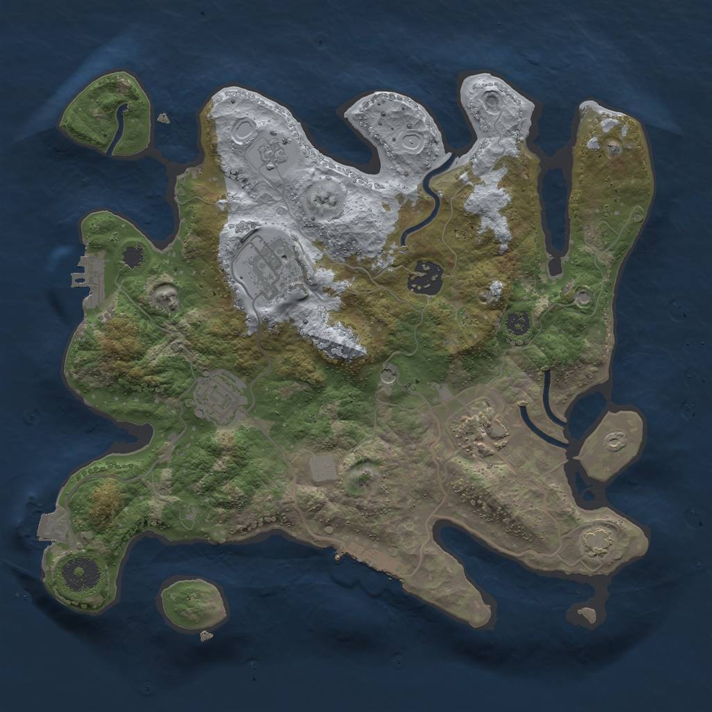 Rust Map: Procedural Map, Size: 3000, Seed: 4872605, 12 Monuments