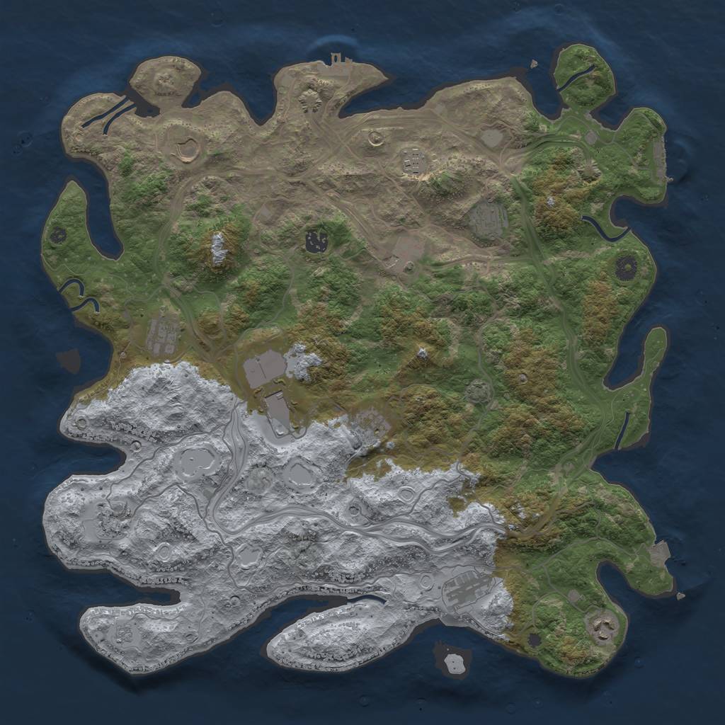 Rust Map: Procedural Map, Size: 4500, Seed: 1483506061, 19 Monuments