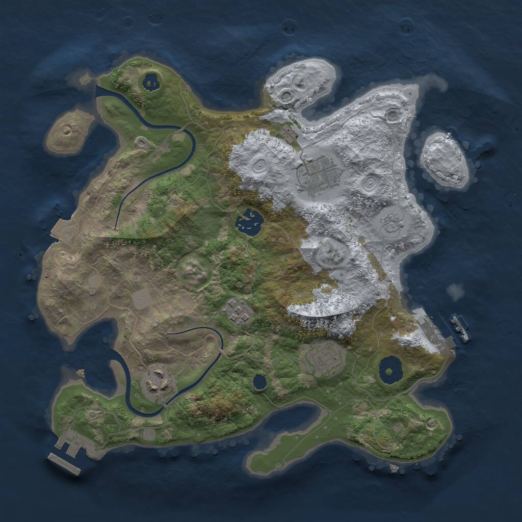 Rust Map: Procedural Map, Size: 3000, Seed: 971885749, 9 Monuments
