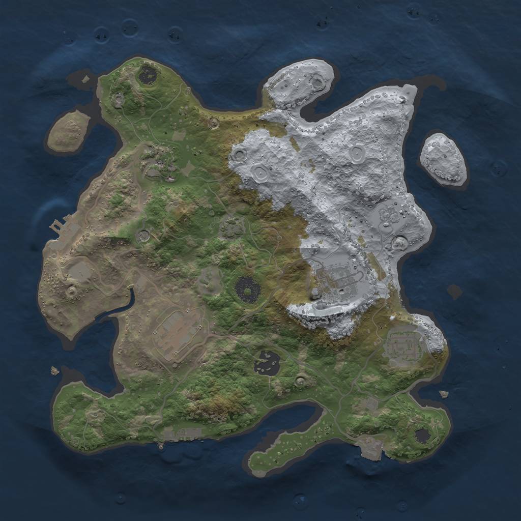 Rust Map: Procedural Map, Size: 3000, Seed: 971885749, 13 Monuments