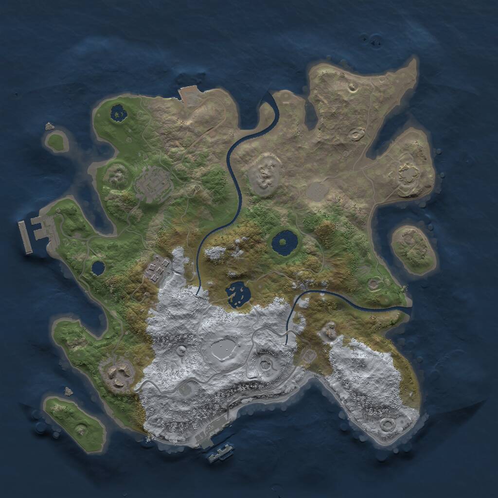 Rust Map: Procedural Map, Size: 3000, Seed: 916680657, 9 Monuments