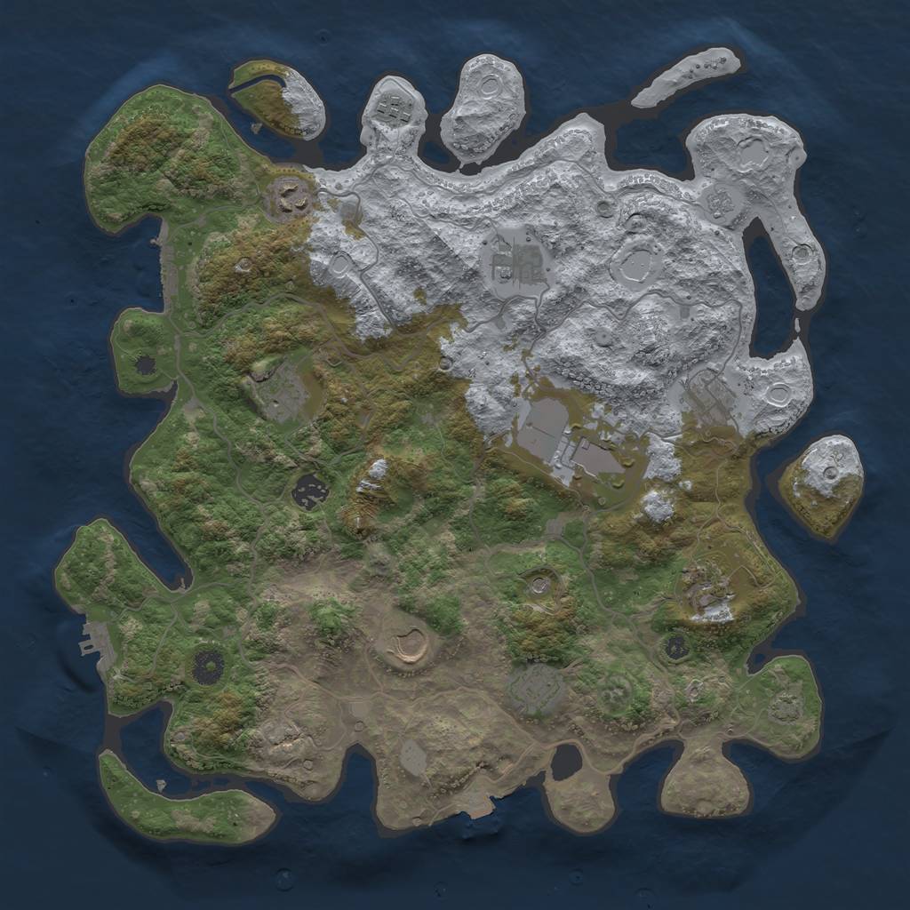 Rust Map: Procedural Map, Size: 4000, Seed: 2006167159, 18 Monuments