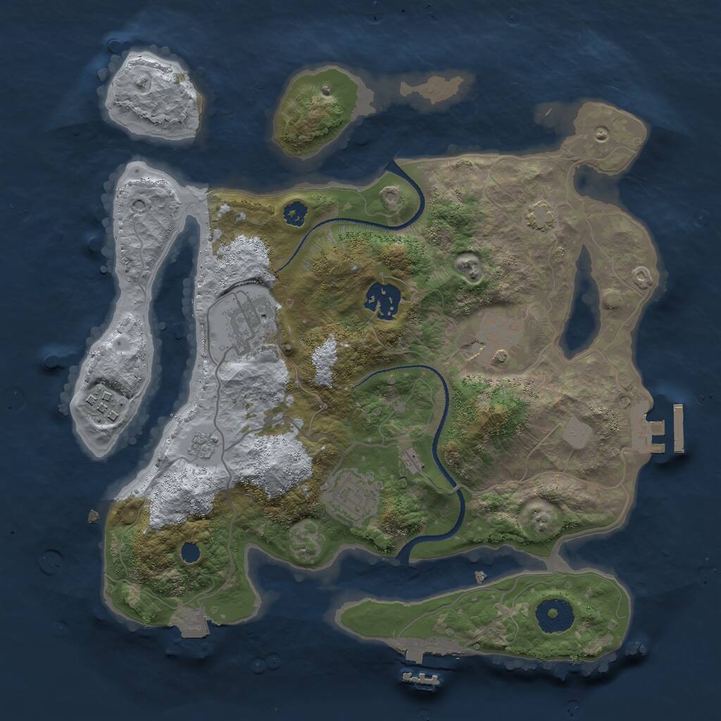 Rust Map: Procedural Map, Size: 2993, Seed: 32783980, 10 Monuments