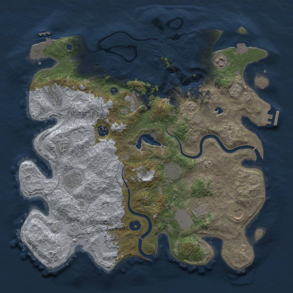 Rust Map: Procedural Map, Size: 4000, Seed: 301824524, 16 Monuments
