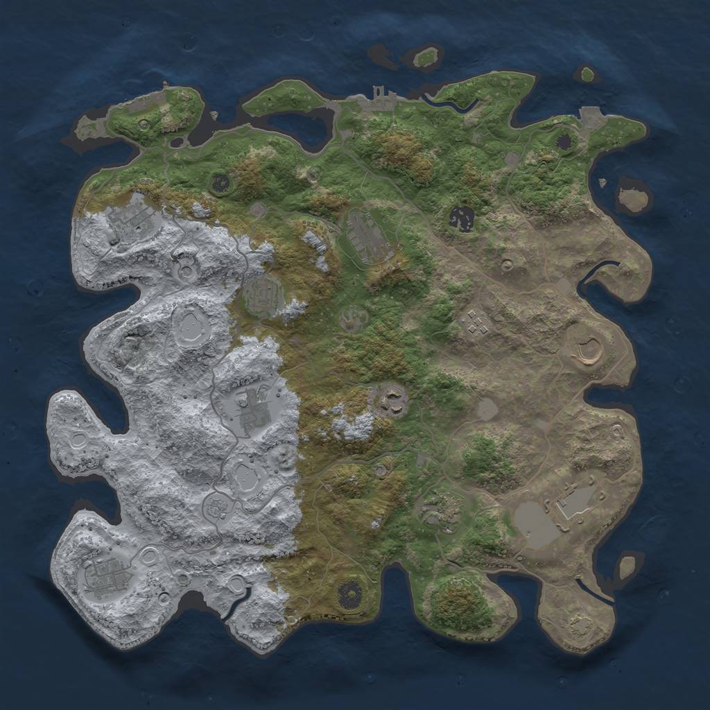 Rust Map: Procedural Map, Size: 4000, Seed: 301824524, 19 Monuments