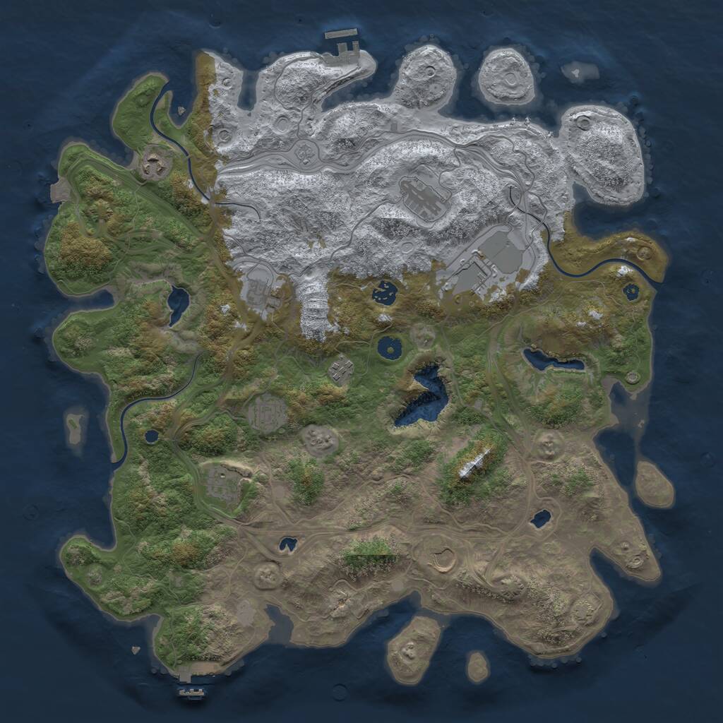 Rust Map: Procedural Map, Size: 4500, Seed: 69690, 15 Monuments