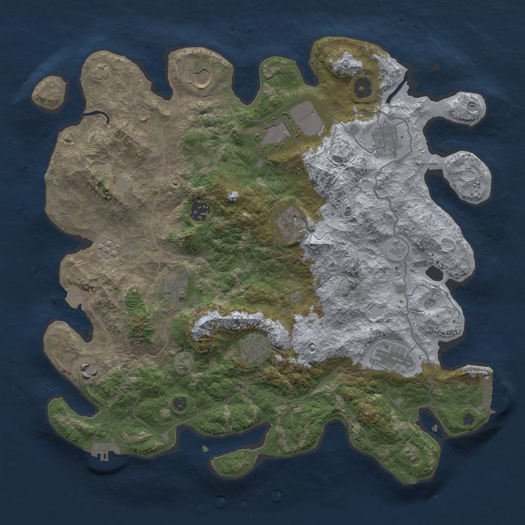 Rust Map: Procedural Map, Size: 4000, Seed: 2106056892, 18 Monuments