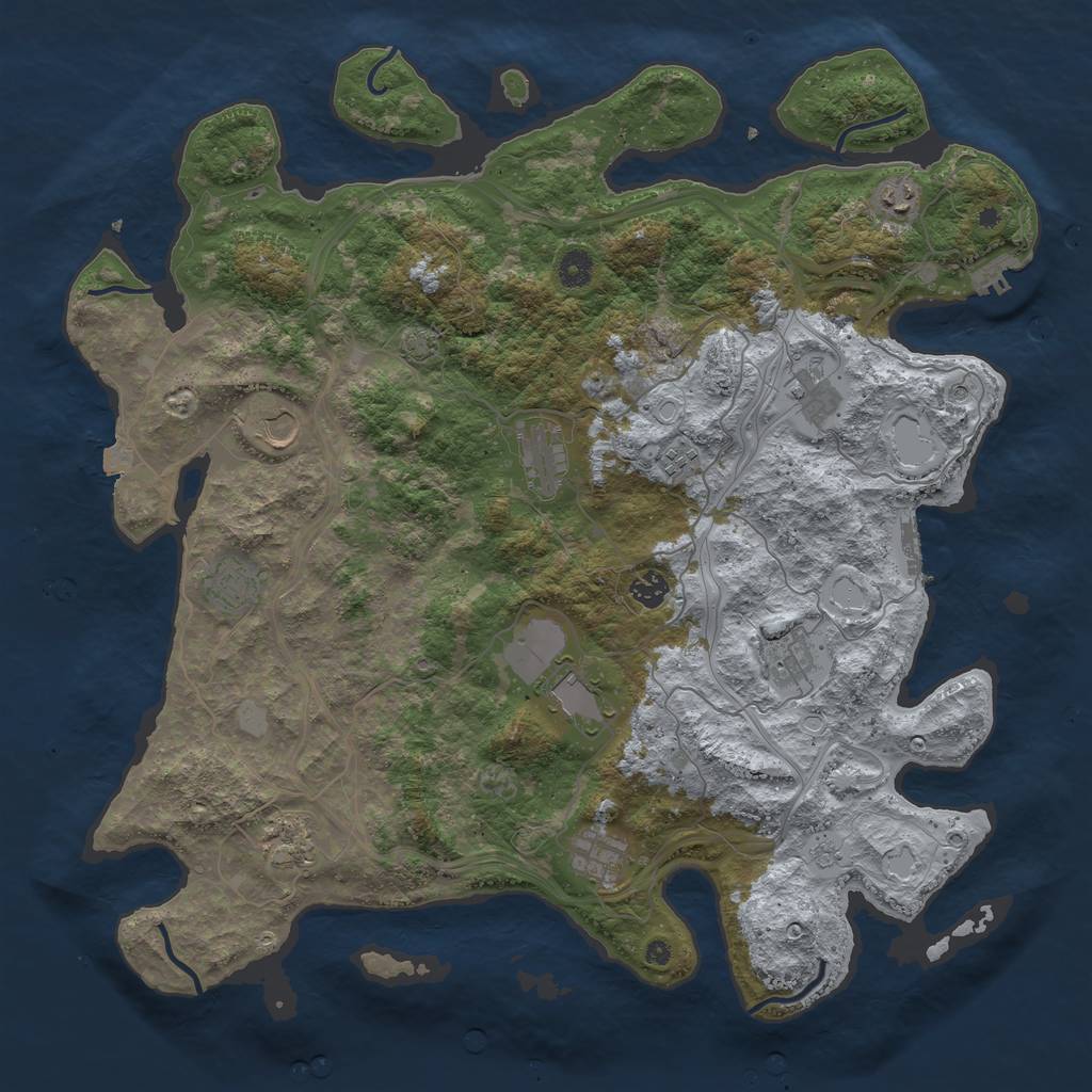 Rust Map: Procedural Map, Size: 4500, Seed: 1110689652, 19 Monuments