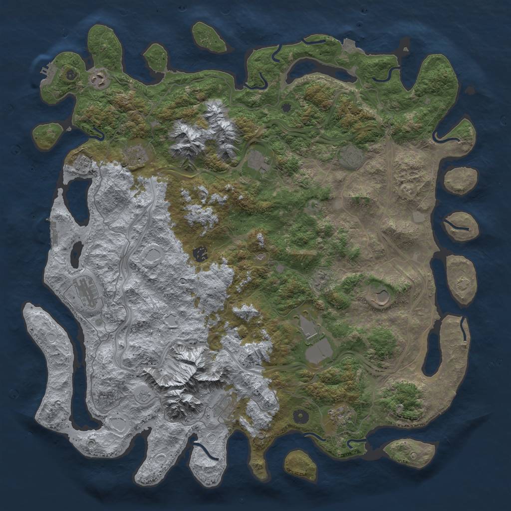 Rust Map: Procedural Map, Size: 5000, Seed: 453232342, 19 Monuments