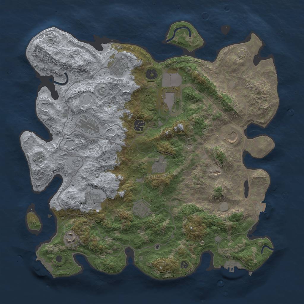 Rust Map: Procedural Map, Size: 4000, Seed: 919678301, 18 Monuments