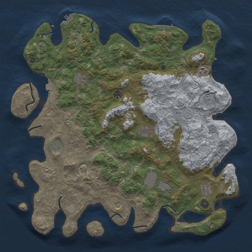 Rust Map: Procedural Map, Size: 4500, Seed: 7355543, 19 Monuments