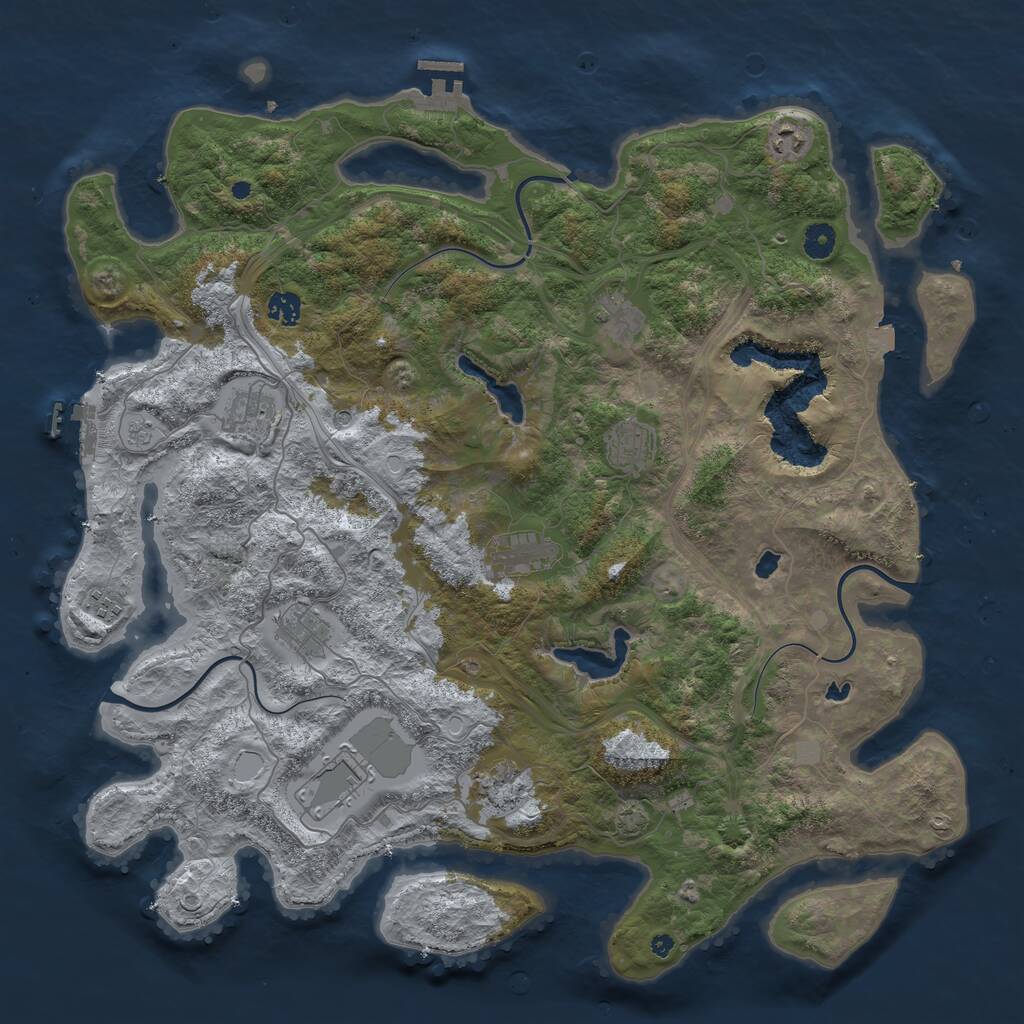 Rust Map: Procedural Map, Size: 4500, Seed: 5791, 16 Monuments