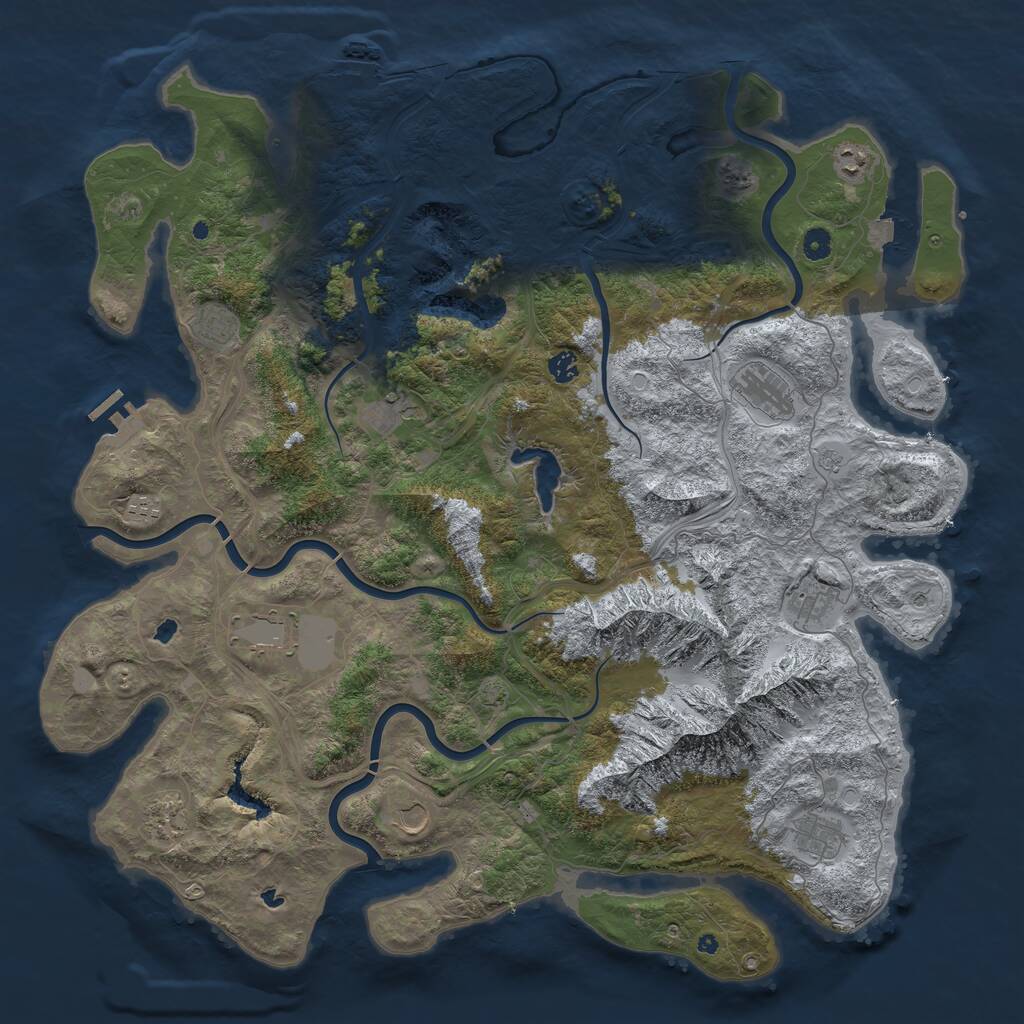 Rust Map: Procedural Map, Size: 5000, Seed: 947375463, 17 Monuments
