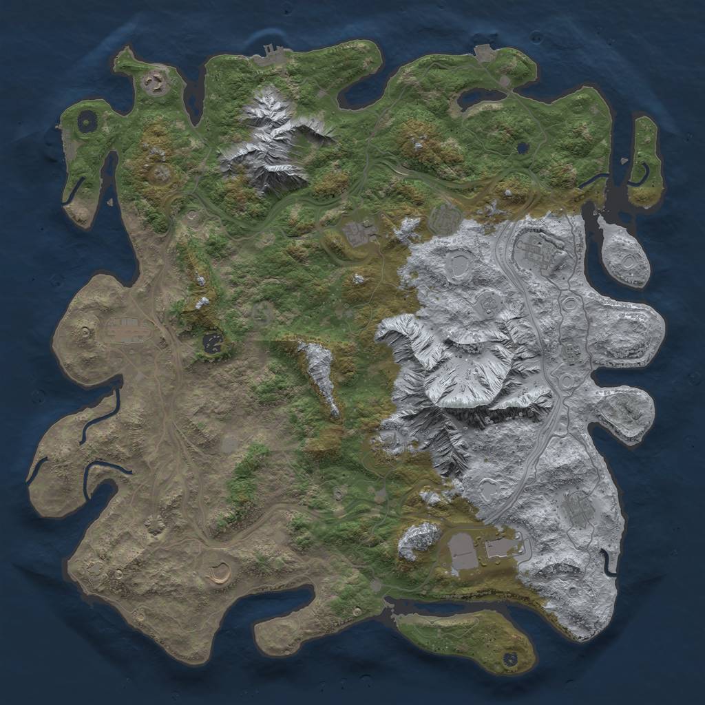 Rust Map: Procedural Map, Size: 5000, Seed: 947375463, 19 Monuments