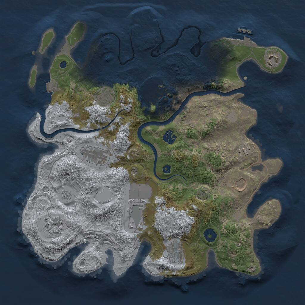 Rust Map: Procedural Map, Size: 3500, Seed: 1013286425, 16 Monuments