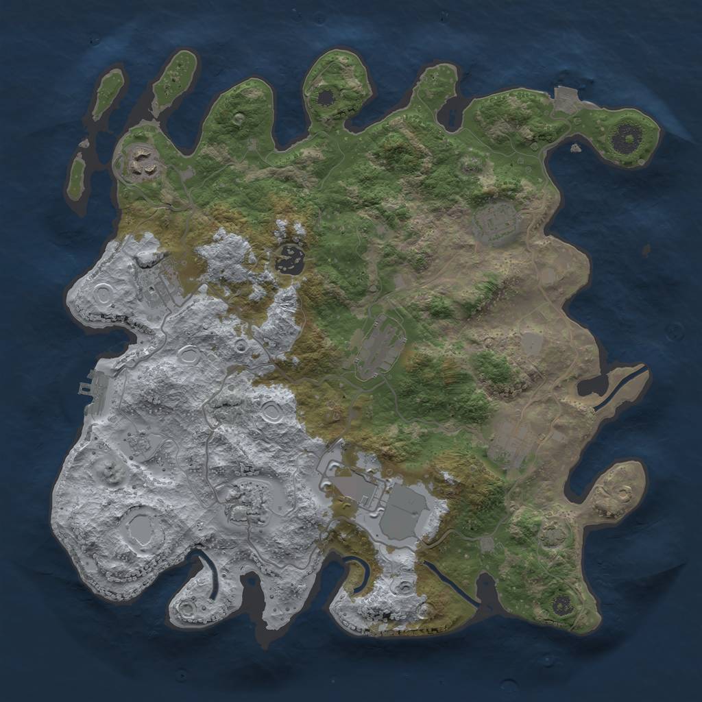 Rust Map: Procedural Map, Size: 3500, Seed: 1013286425, 14 Monuments