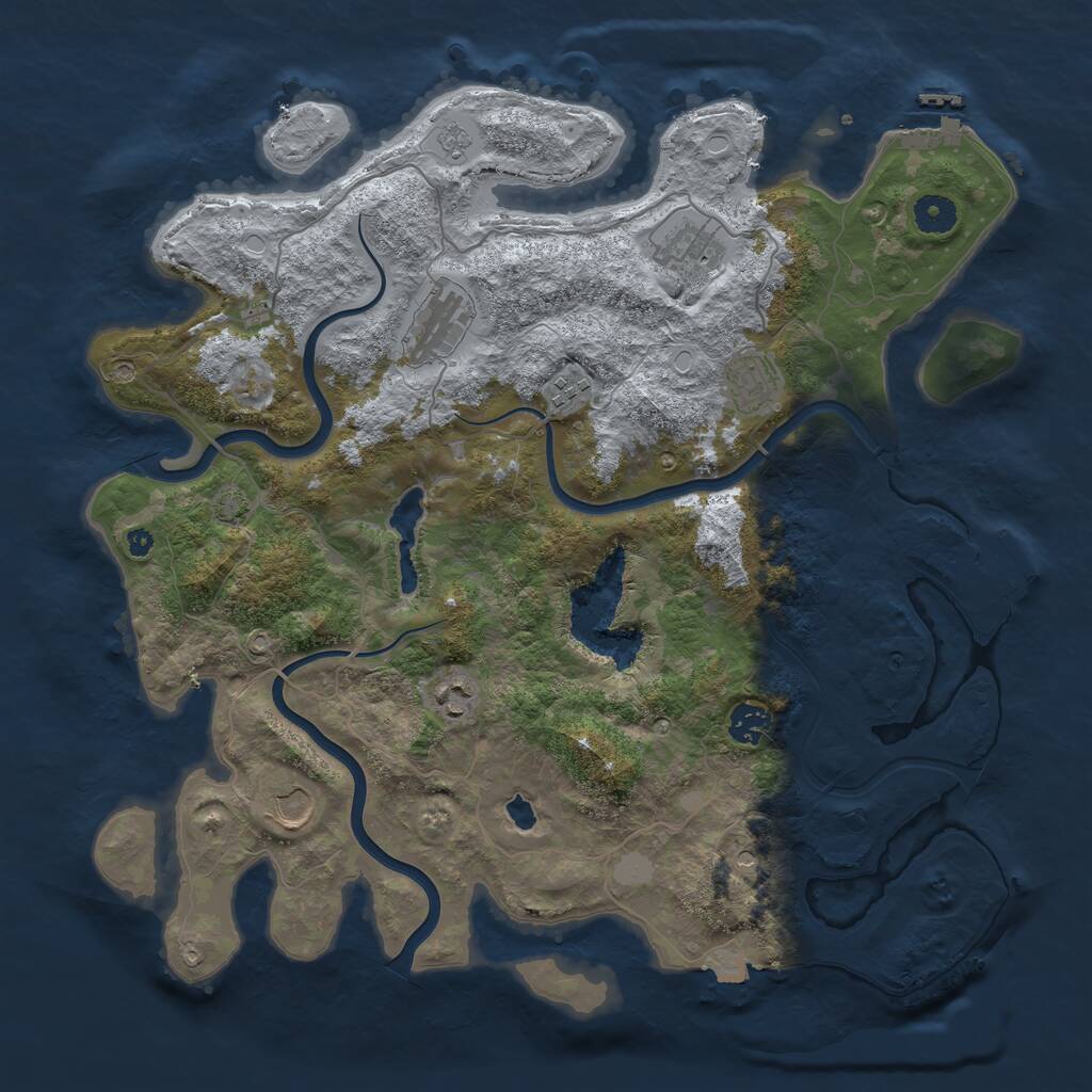 Rust Map: Procedural Map, Size: 4000, Seed: 601087575, 13 Monuments