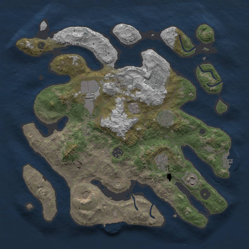 Rust Map: Procedural Map, Size: 3600, Seed: 775, 16 Monuments