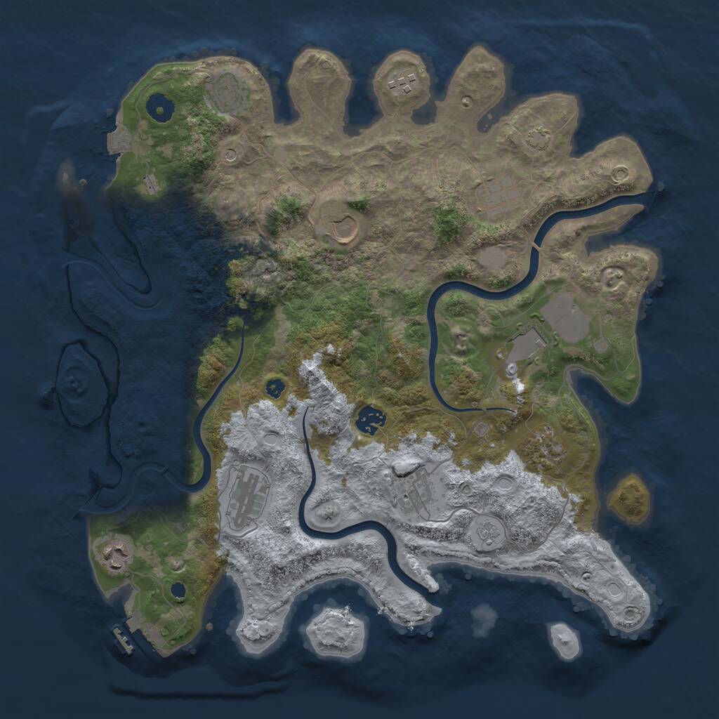 Rust Map: Procedural Map, Size: 3850, Seed: 126420301, 15 Monuments