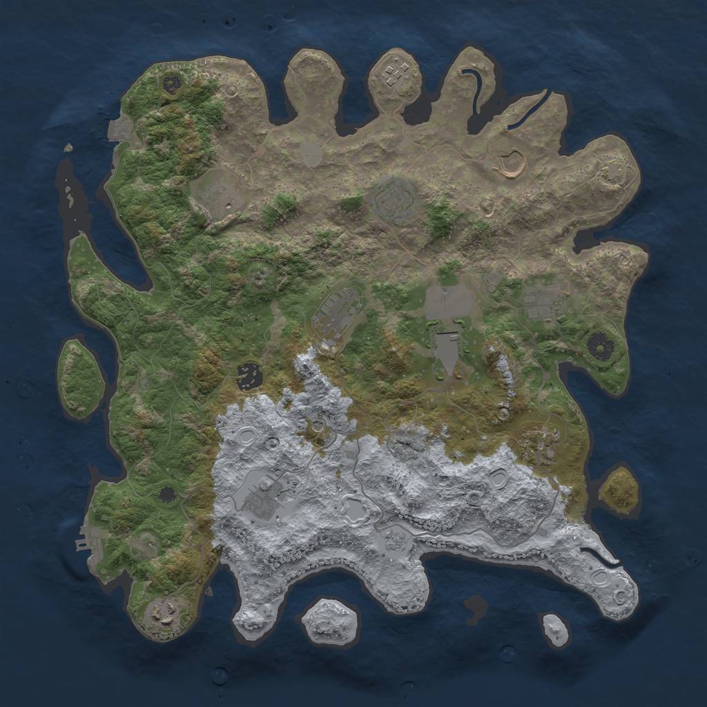 Rust Map: Procedural Map, Size: 3850, Seed: 126420301, 18 Monuments