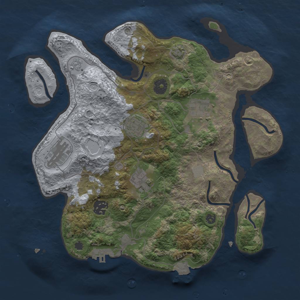 Rust Map: Procedural Map, Size: 3000, Seed: 1452235934, 11 Monuments