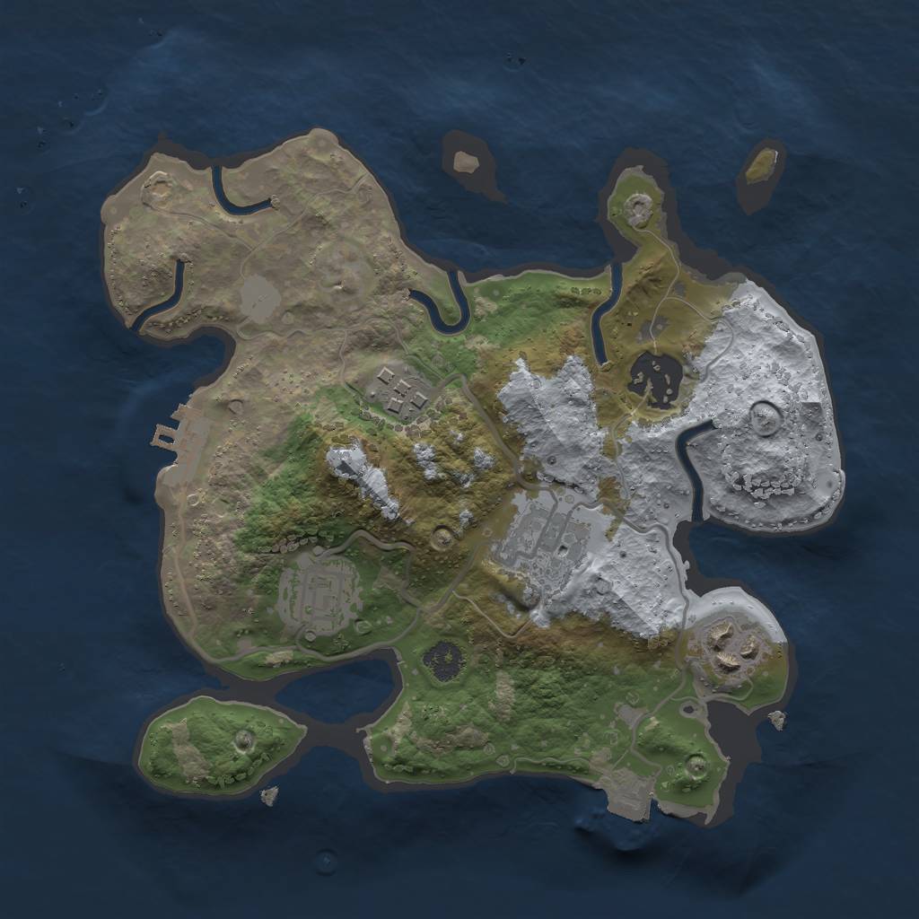 Rust Map: Procedural Map, Size: 2500, Seed: 1372201793, 9 Monuments