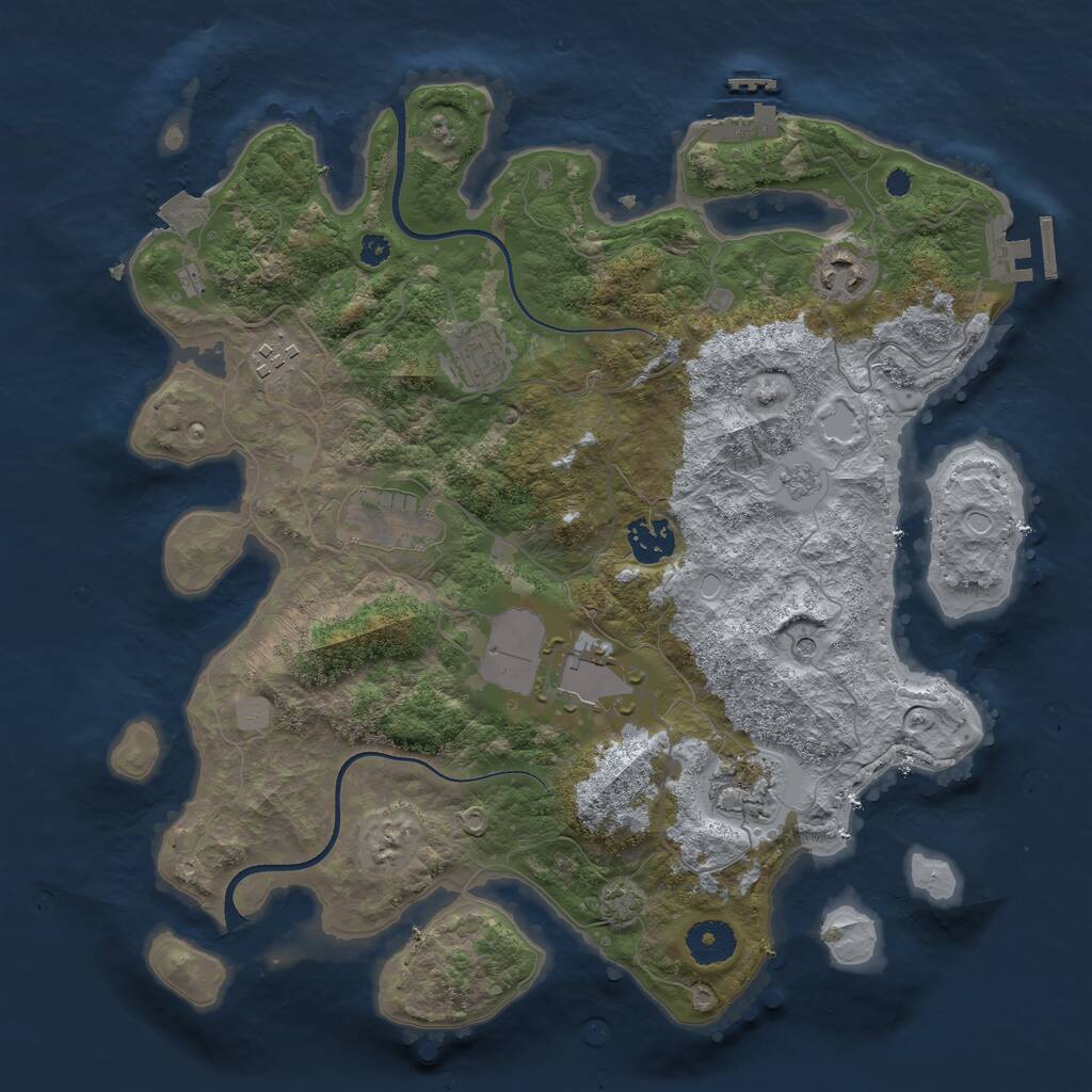 Rust Map: Procedural Map, Size: 3500, Seed: 1572145651, 13 Monuments