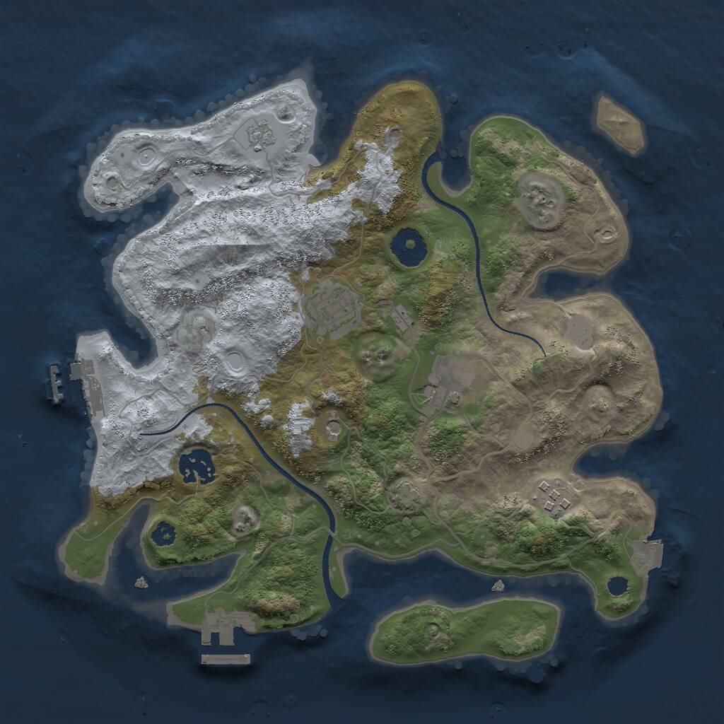 Rust Map: Procedural Map, Size: 3000, Seed: 1554201598, 10 Monuments